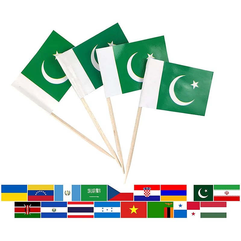 Wholesale Cake Decorating Country Flags Wooden Skewer Flag Switzerland Disposable Cake Flags