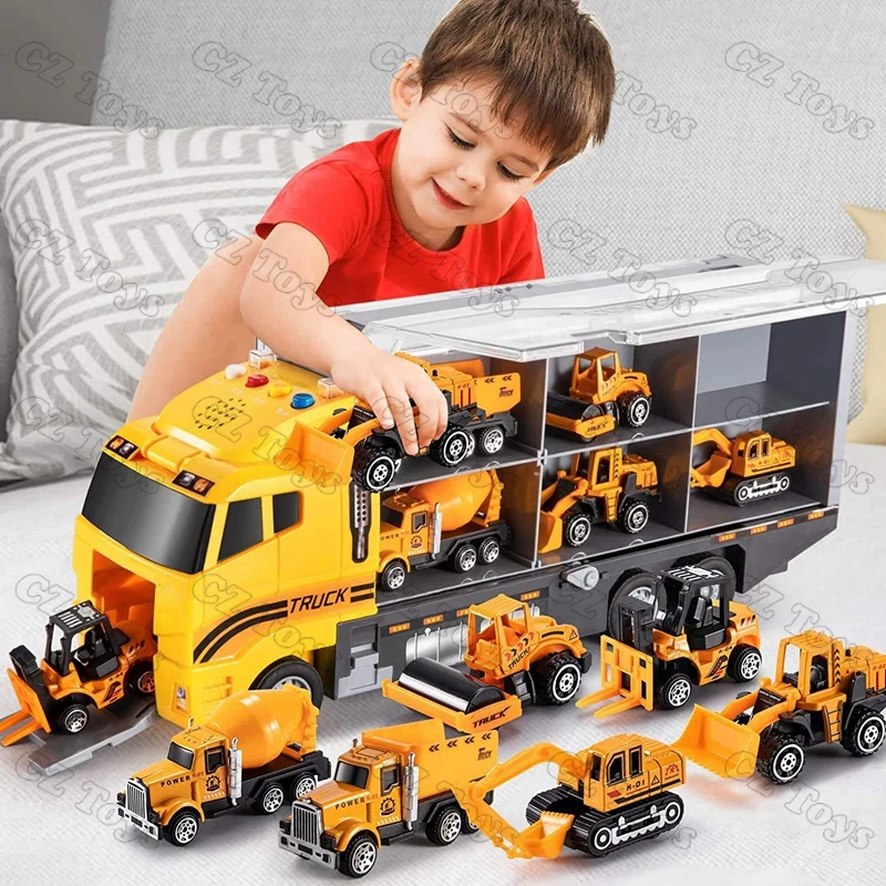 Factory Wholesale Kids Cars diecast Toy Excavator Friction car Vehicle Play Mat interactive Toy vehicles Diecast Toys