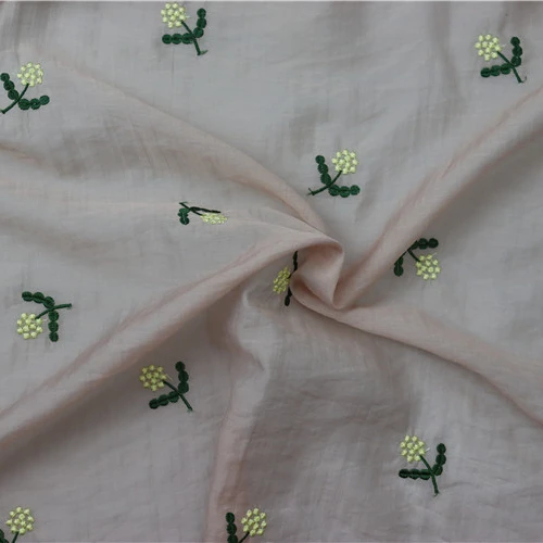 Favorable Price Small Yellow Flower Embroidery Fabrics, Comfortable Fabrics For Clothing