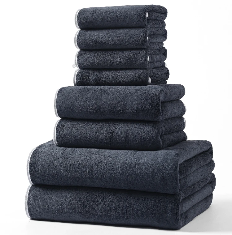 8 Pieces towels set  Washcloths Microfiber Coral Velvet  Bath Towel Sets For Bathroom