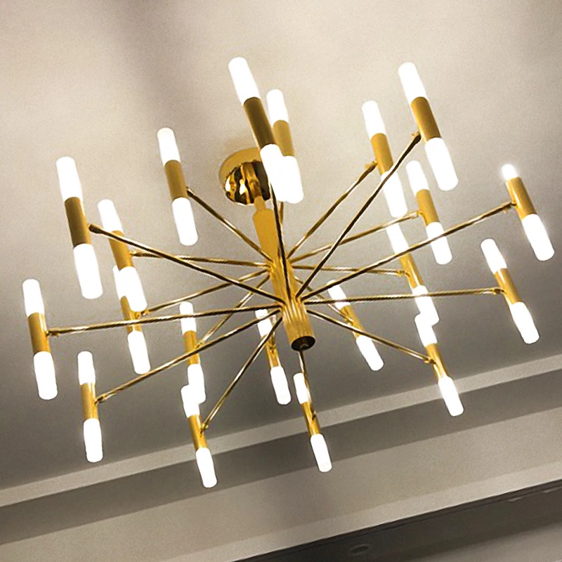 Modern Fashion Designer Black Gold Led Ceiling Art Deco Suspended Chandelier Light Lamp for Kitchen Living Room Loft Bedroom