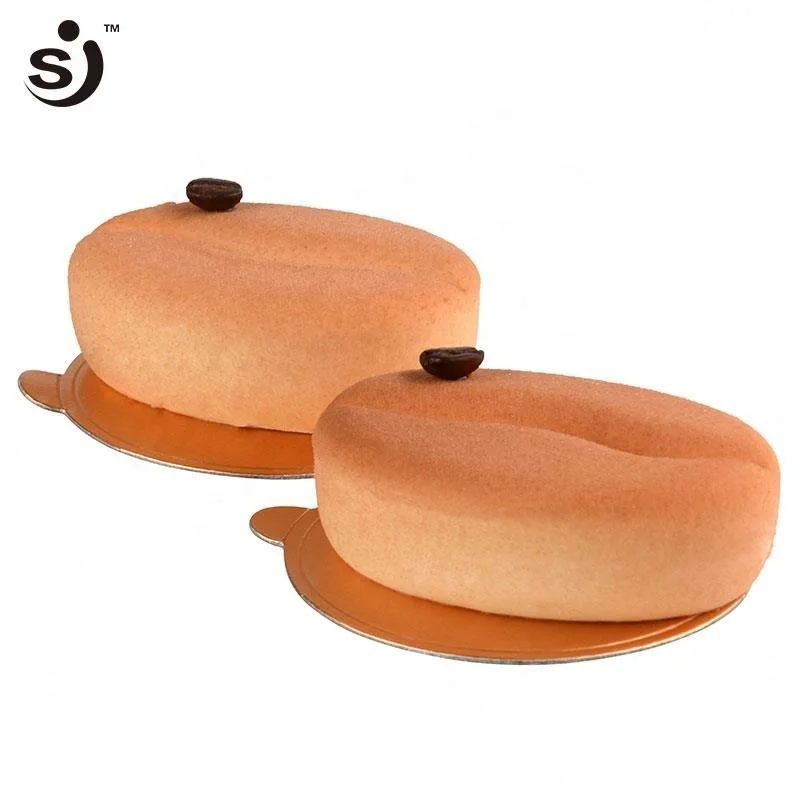 Hot Selling 12 Cavities Large Cute Coffee Bean Design Silicone Mini Cake Molds