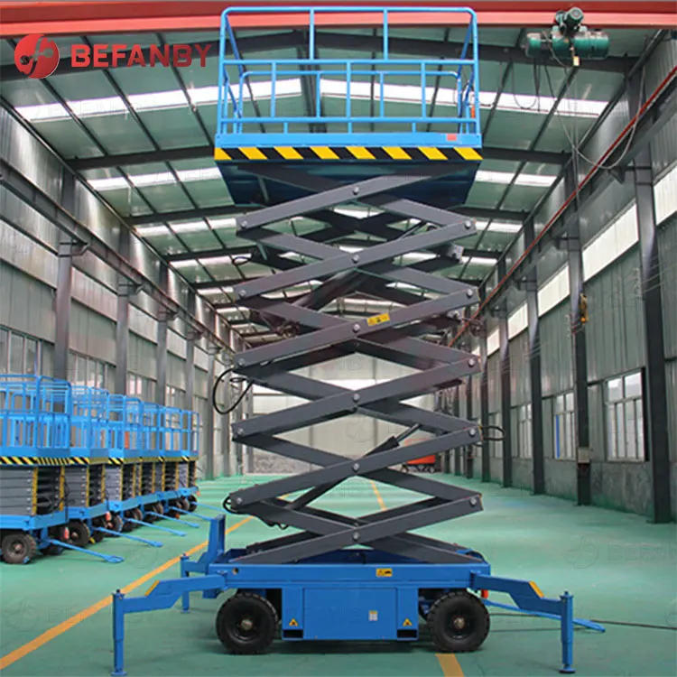 Cleaning window motorized 320kg electric mobile trailer scissor lift