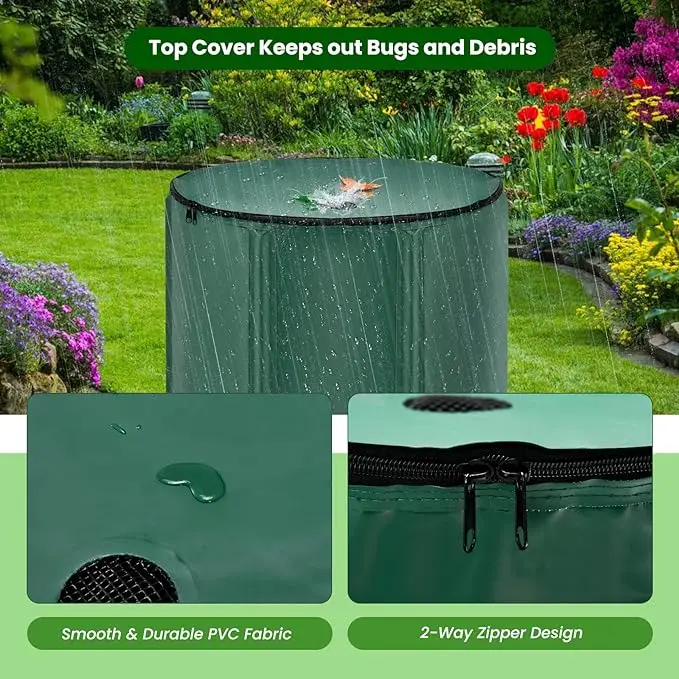 53 Gallon Collapsible Rain Barrel Portable PVC Water Storage Tank
