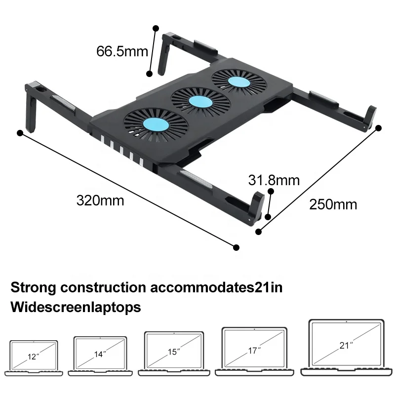 Hot Selling Customs Color Easy Carry Adjustable Ergonomic Laptop Stands Plastic With Cooling Fan