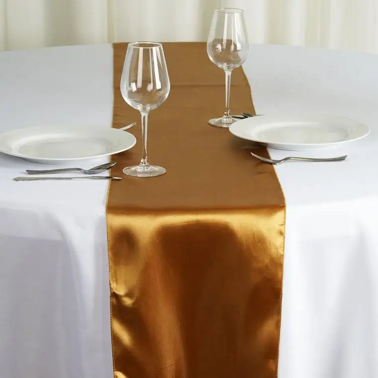 Amazon Hot Selling wedding banquet cheap satin table runner for dining room cheap glass cover dining table