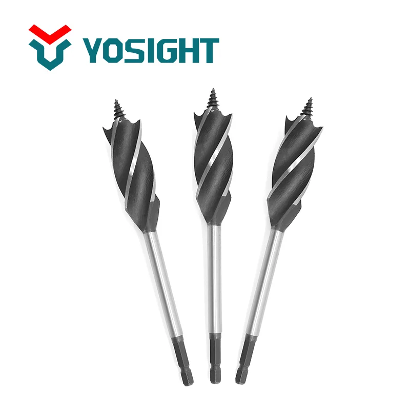 High Quality Hex Shank Wood Working Auger Drill Bit Quad Fluted for Wood Plastic