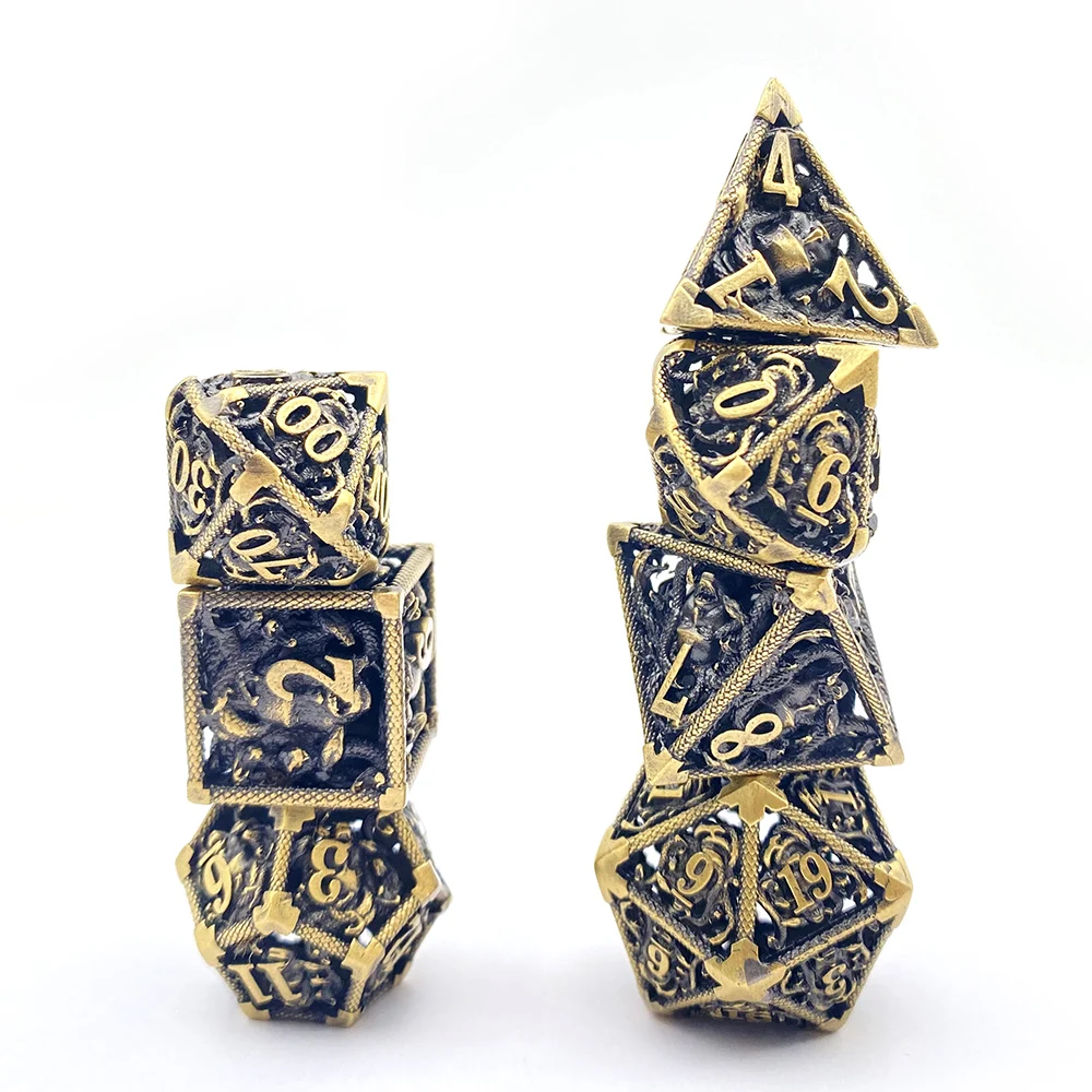 New metal hollow dice flashing dice D4 D6 D8 D10 D10% D12 D20 RPG DND dice