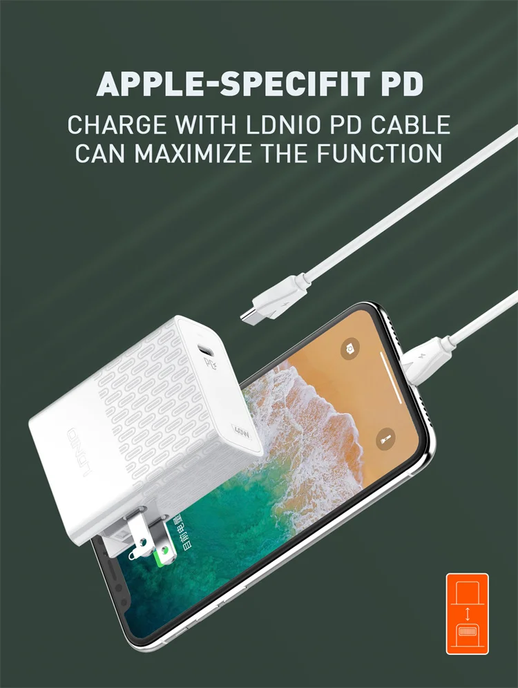 LDNIO A1405C  PD charger 40w Current Quick and Super small quick cell phone charger OEM ODM
