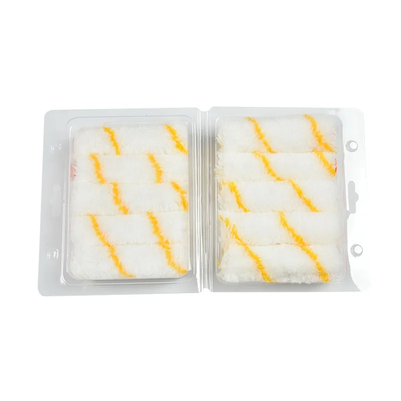 Mini 4 inch Paint Roller Refill with yellow line Acrylic and polyester mixed
