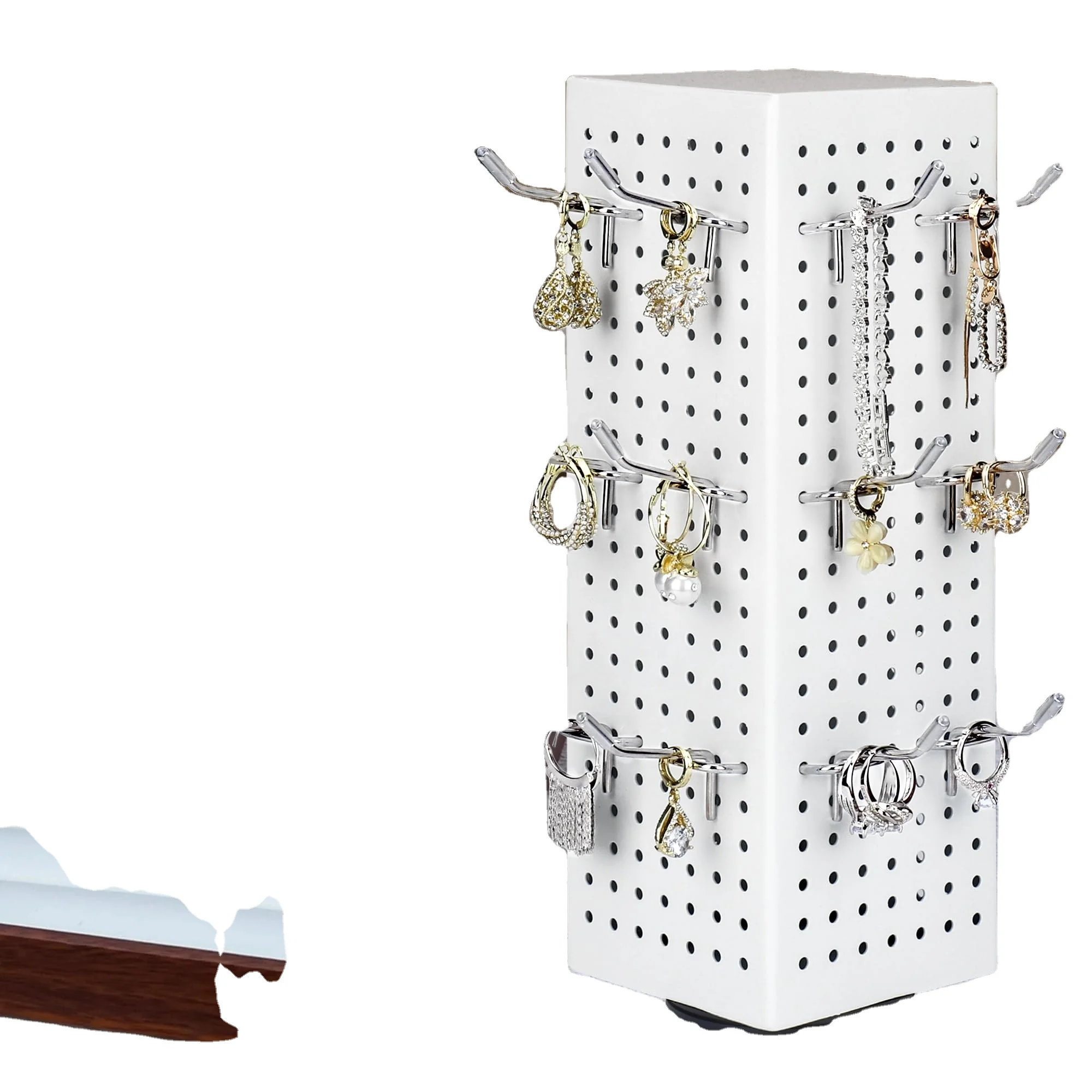 Century Factory Wholesales Customized retail shop 4 Sides Newest Metal Jewelry Floor Shelf Rotating Display   Stand Turntable