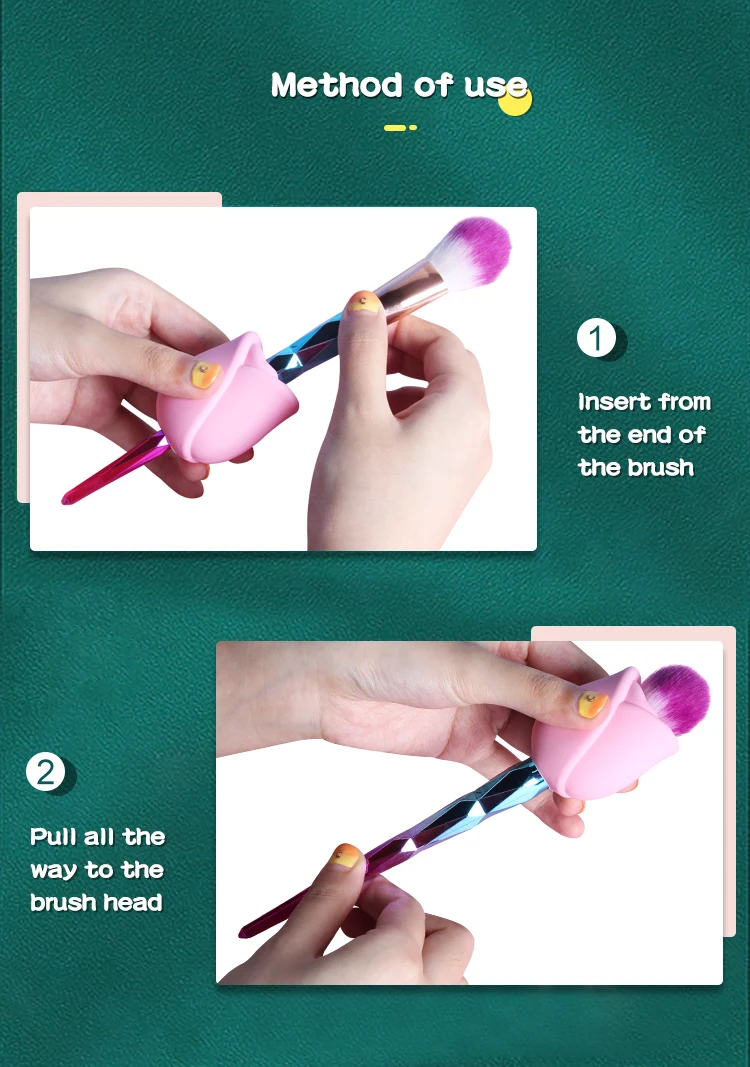 3 Pack and 3 Size Silicone Travel Makeup Brush Cover Rose Shaped Dust- Proof Portable Makeup Case/ Box Travel Brush Protector