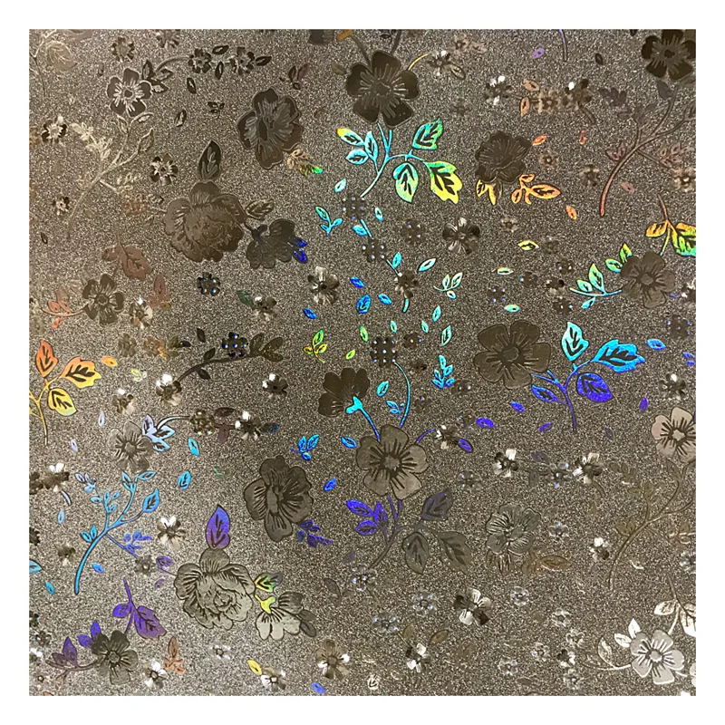 
Голографические тисненые цветы искусственная виниловая ткань синтетическая искусственная Цветочная кожа для сумок 