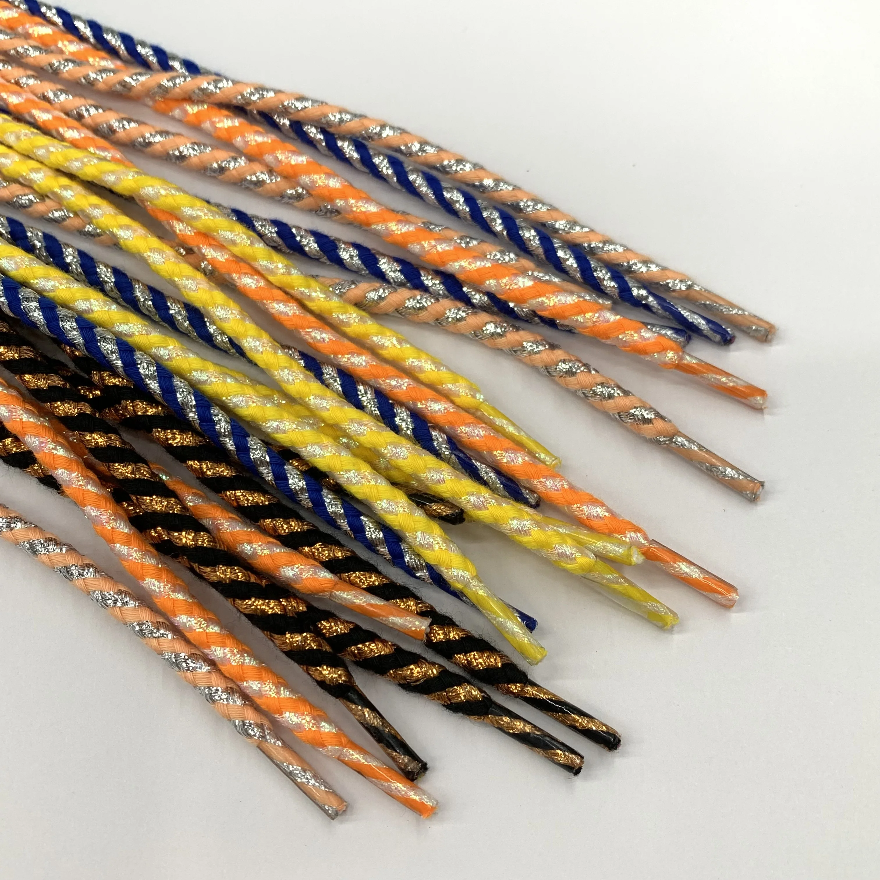 Sneaker Accessories Round Cotton Polyester Luminous Shoe laces Glitter Reflective Rope Shoelaces