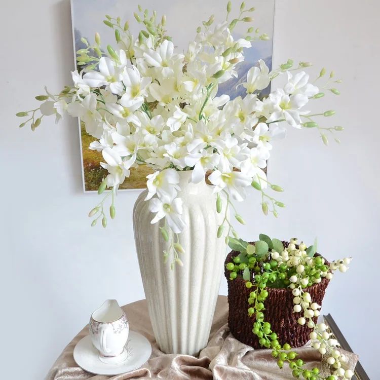 KEWEI 334 Golden Supplier Artificial Silk Mini Orchid 6 Heads Wholesale Wedding Decoration Flower