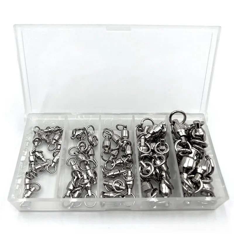 Ball Bearing Swivels Copper Barrel Swivels Stainless Welded Solid Ring Fishing Swivels Hooks Connectors set
