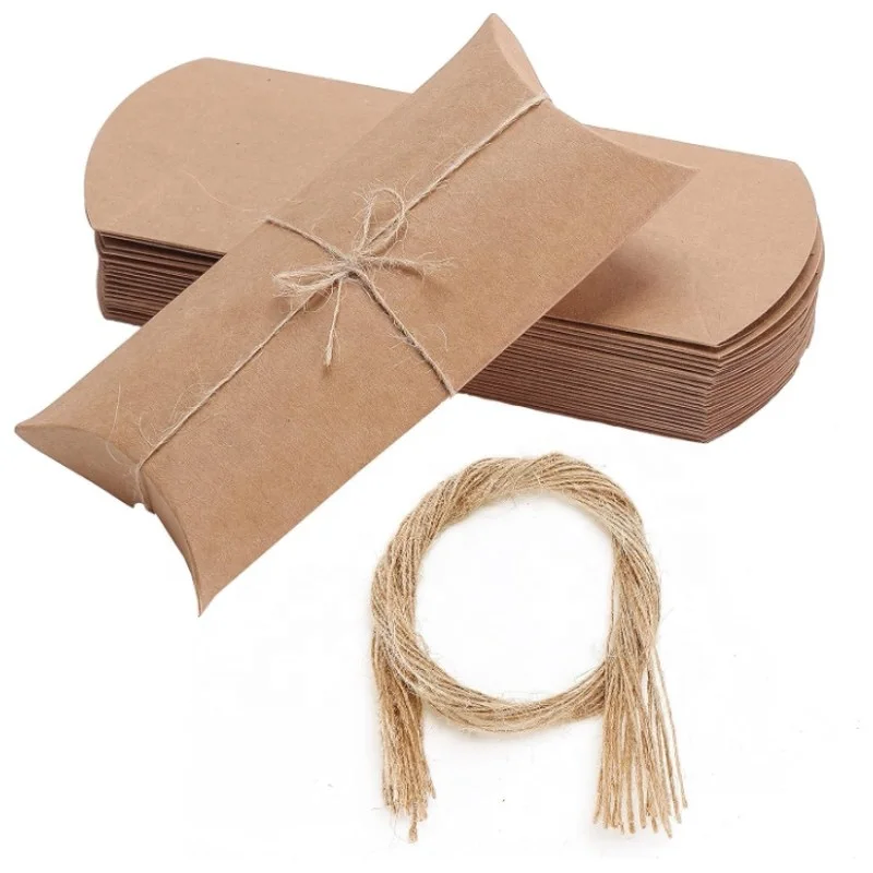 Wholesale Kraft Pillow Boxes with Jute Twines