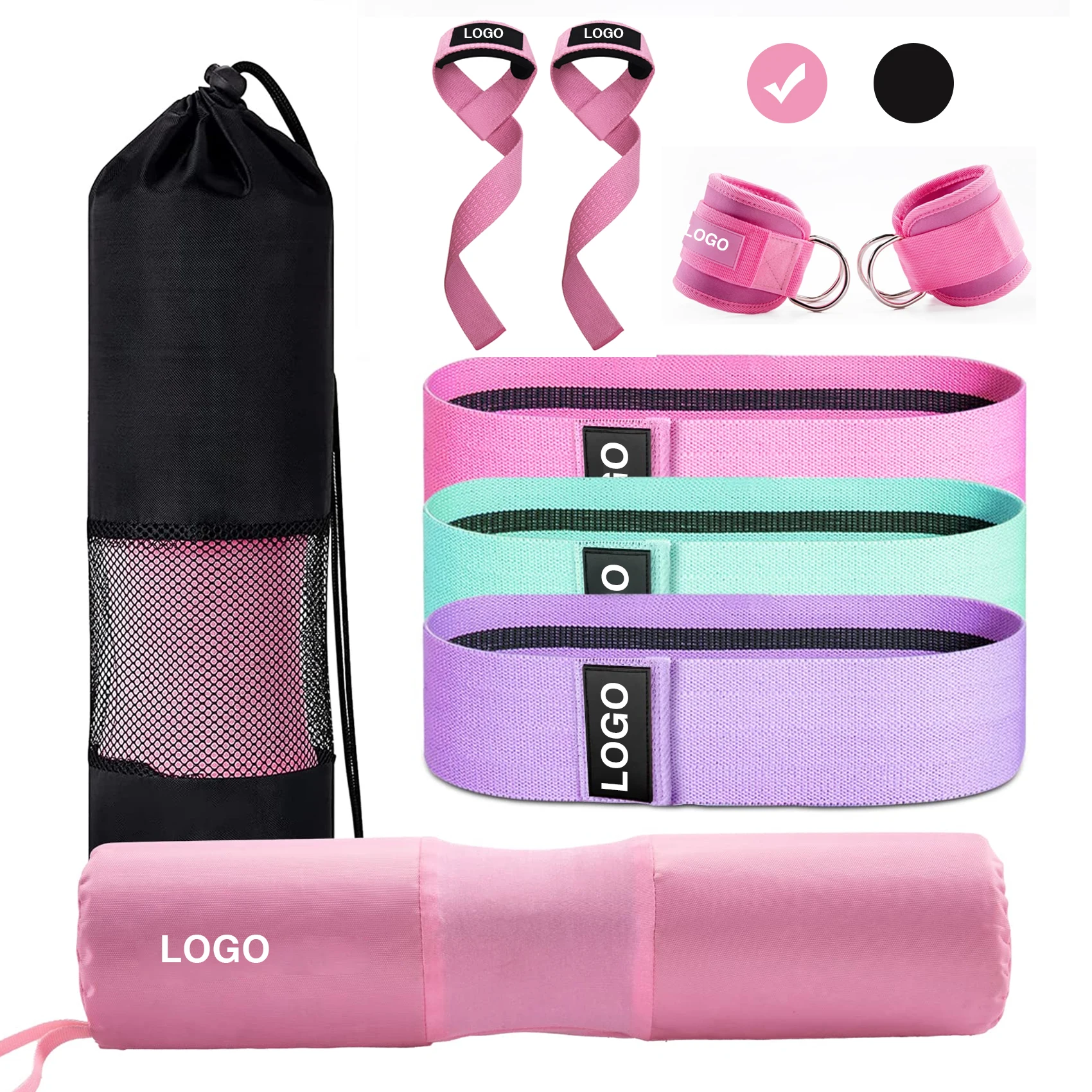 2023 BSCI factory supplier exercise equipment band ankle straps lifting straps neck pad women and men yoga gym fitness set