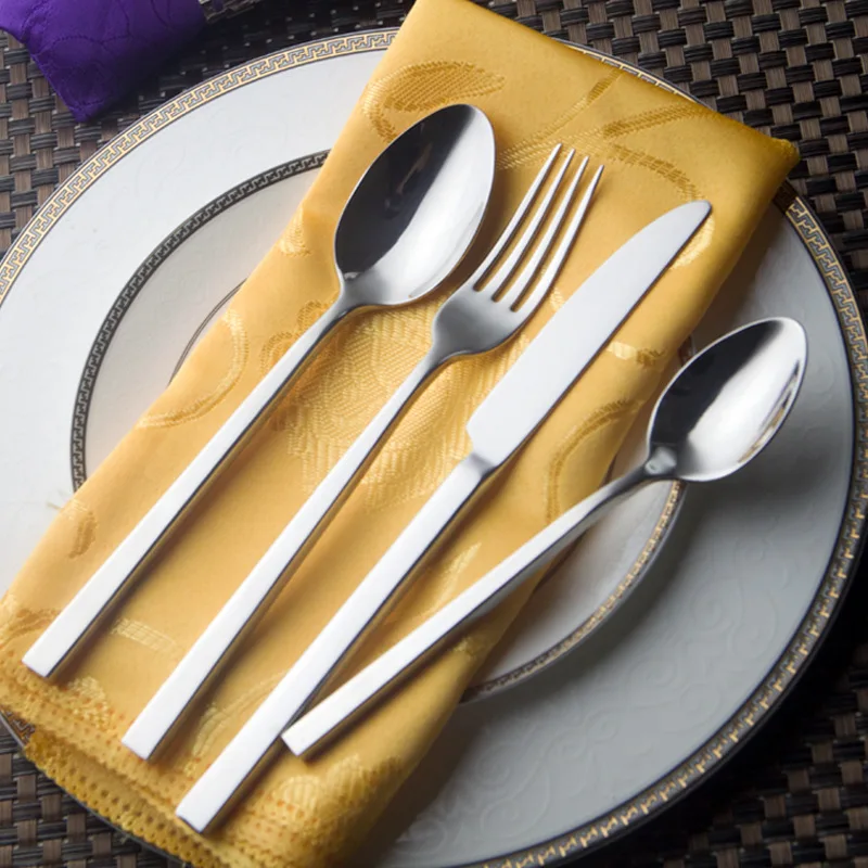 gold flatware cutlery wedding , elegant stainless steel forks and spoons flatware set
