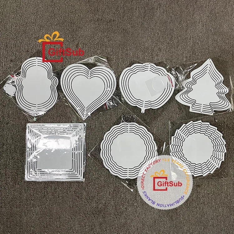 GiftSub 10' Aluminum Wind Spinners Double Sided Print Sun Sublimation Metal Wind Spinner Blank Ornaments for Yard and Garden