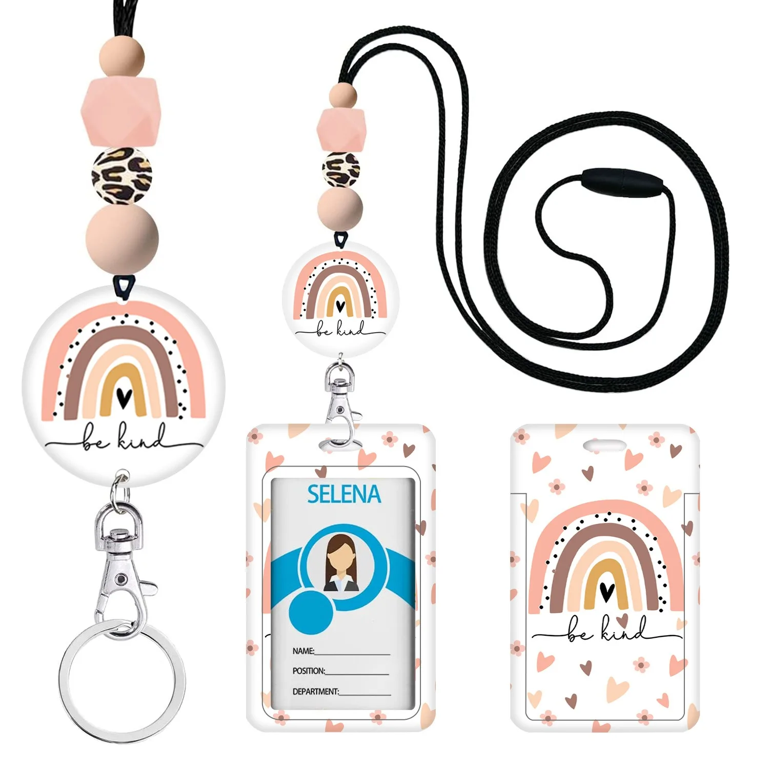 Free sample Lanyard with Badge Holder Retractable Badge Reel with Detachable Neck Lanyard accept custom id card holder
