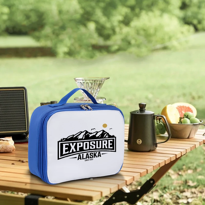 China warehouse Student Kids Sublimation Blanks Polyester Portable Lunch Tote Bag For Sublimation  with Zipper Flap