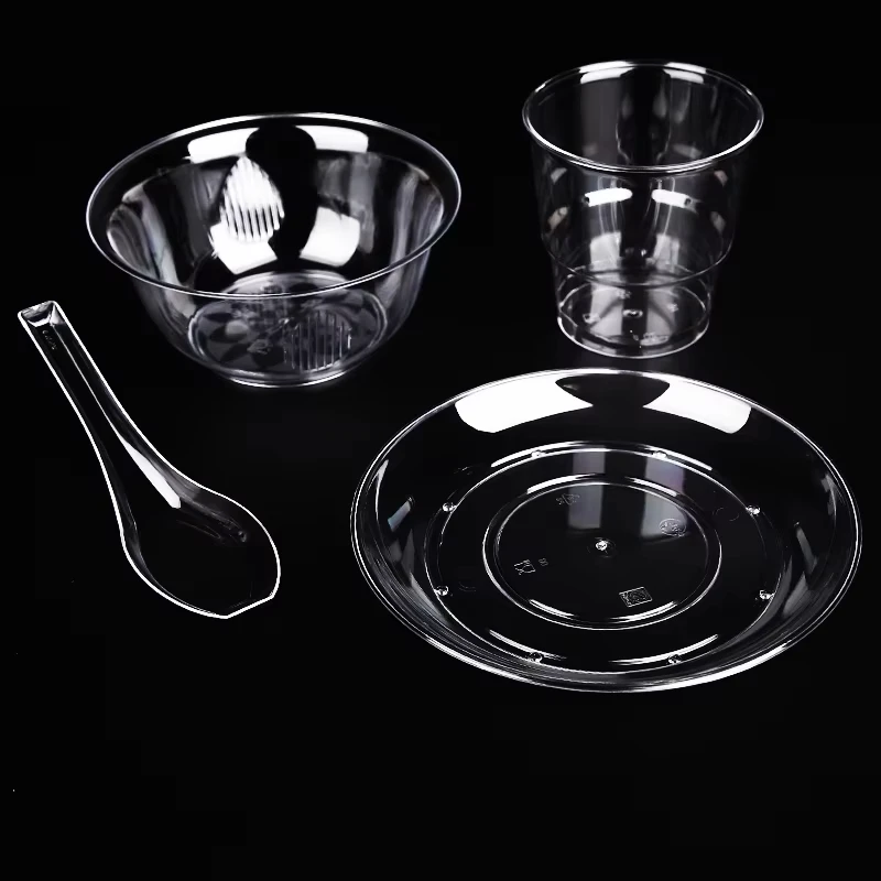 Customizable Hot Sale Eco-Friendly Round Transparent PS Disposable Bowl Set