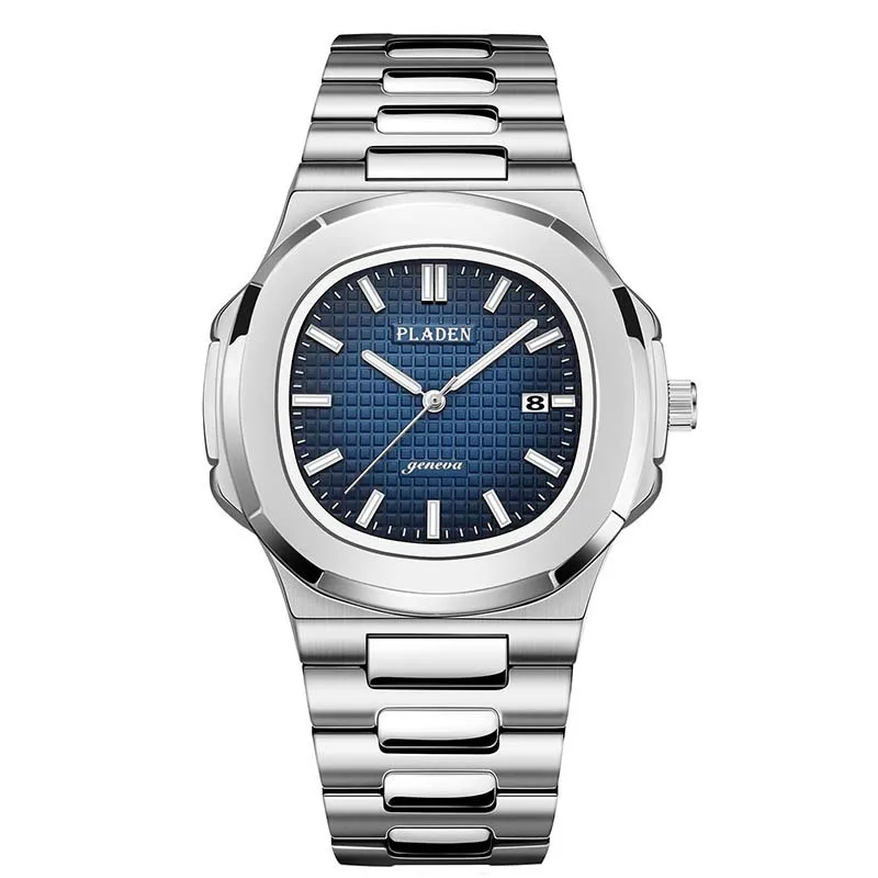 PLADEN  PL1027 elegant rose gold man quartz watch stylish stainless steel strap water proof date display Simple Leisure  watch