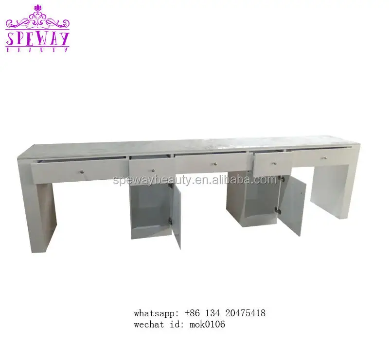 Beauty Salon Equipment 3 Seaters Professional Manicure Tables Modern White Marble Topnails Table Salon Manicure Furniture