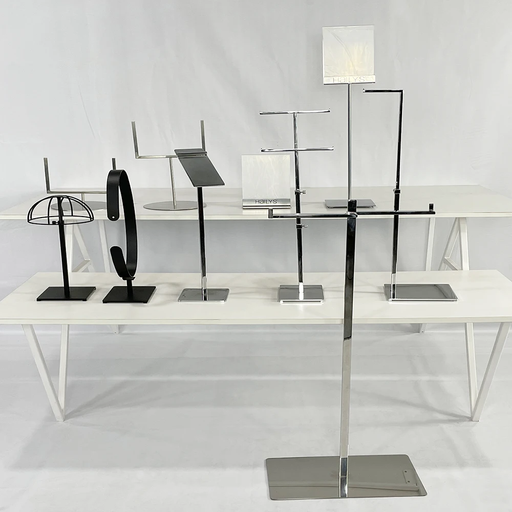 High Quality Luxury Rose Gold Silver Metal Shoe Display Stand Adjustable Stainless Steel Shoe Display Racks Custom Shoe Holder