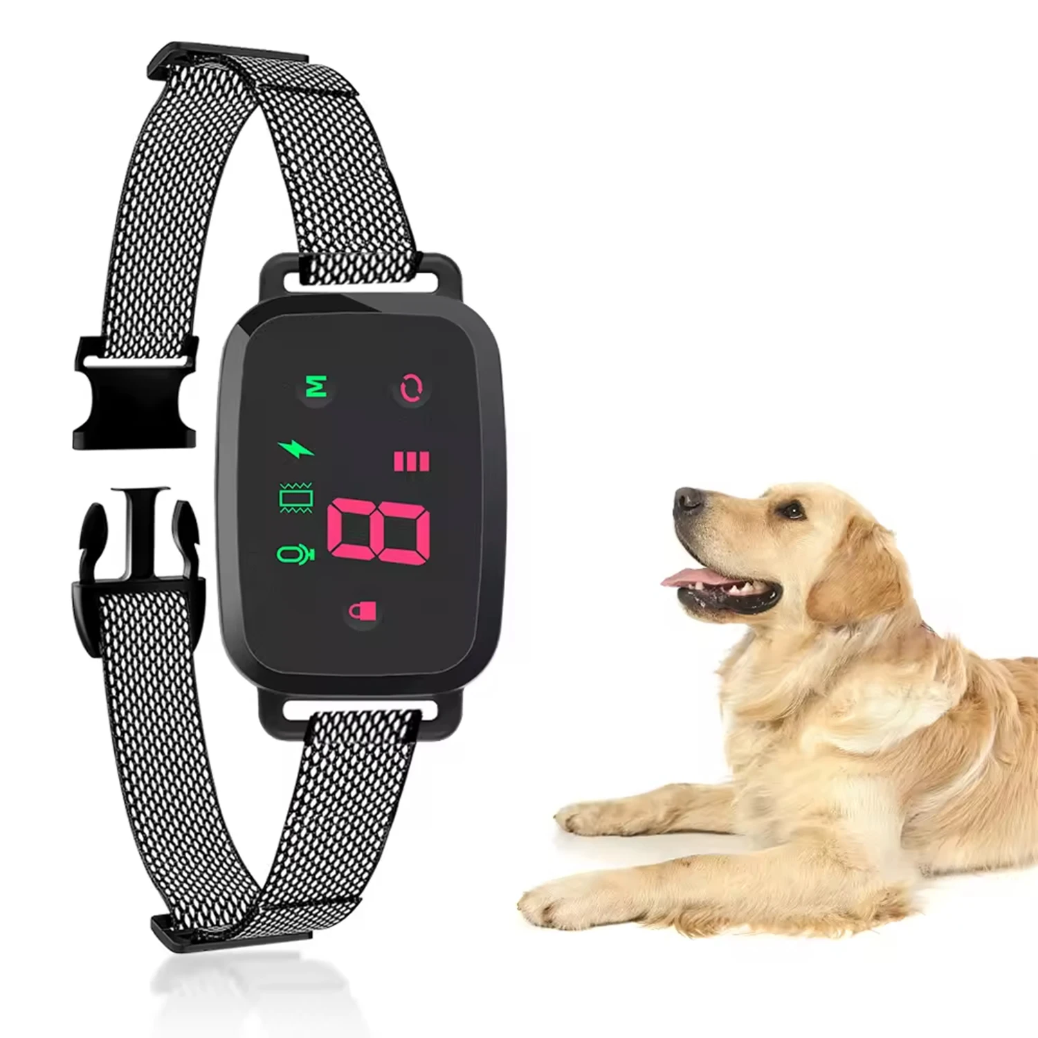 Customized display HD automatic anti-barking dog training collar Smart electric collar with sonic vibration adjustable collar