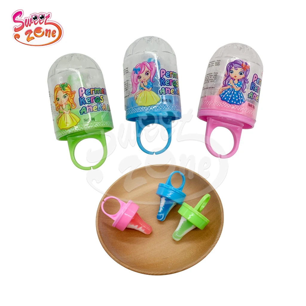 Wholesale oem plastic ring shape nipple hard candy with powder candy