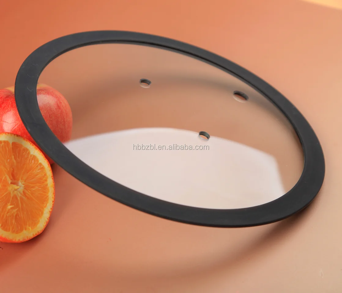 Flat Non-stick glass pan lid pot cover with silicone rim silicone glass lid