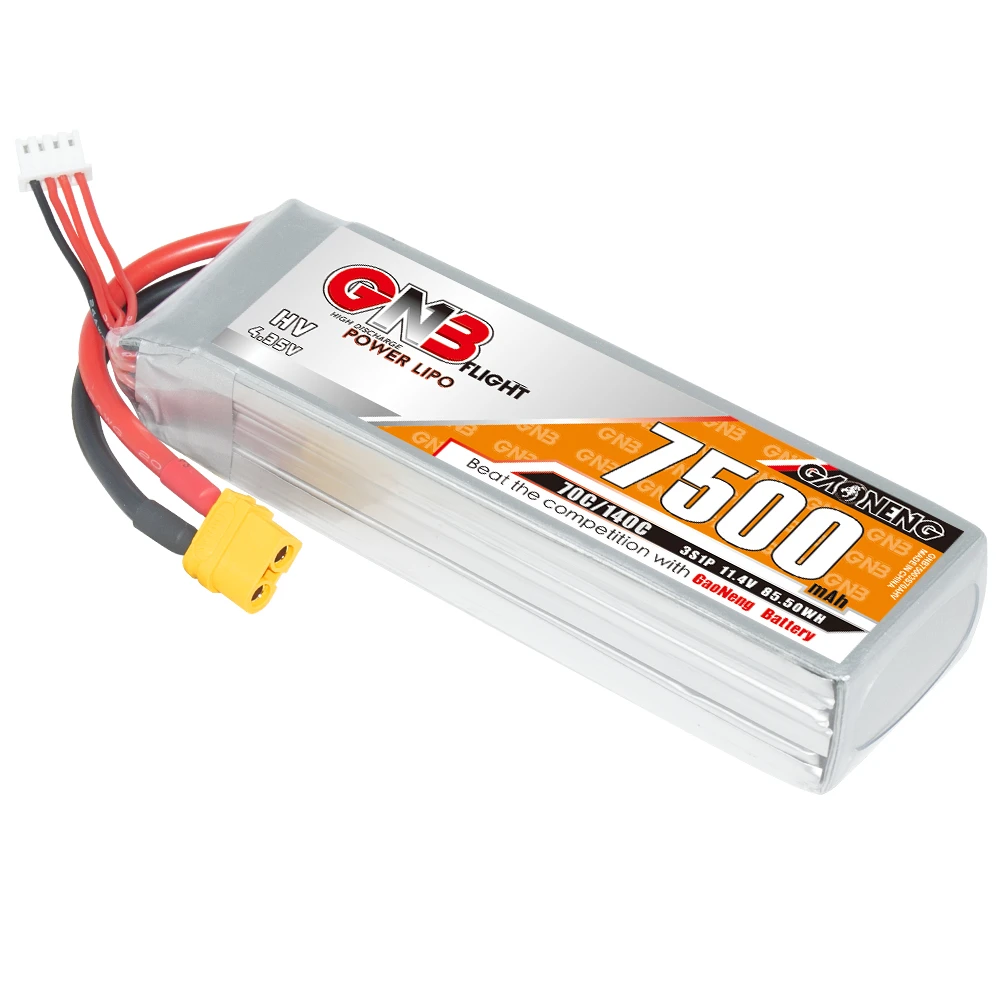 GNB GAONENG 7500mah 3S 11.4V 70C 140C LiHV XT60 RC LiPo Battery RC Car Drone Boat Airplane Jets RC Hobbies 4WD Monsters Rustler