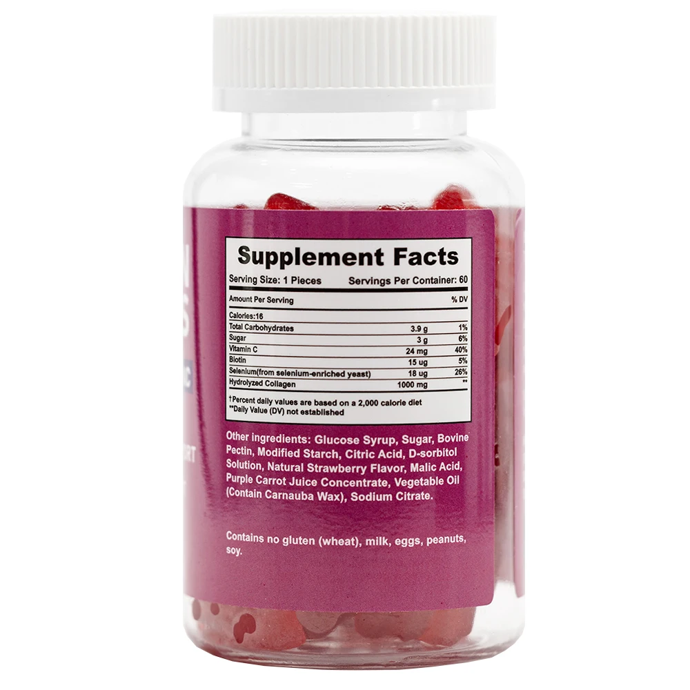 Sugar Free L-Glutathione Collagen Glow Gummies Providing Energy Gummies Collagen Vitamin C And L-Glutathione