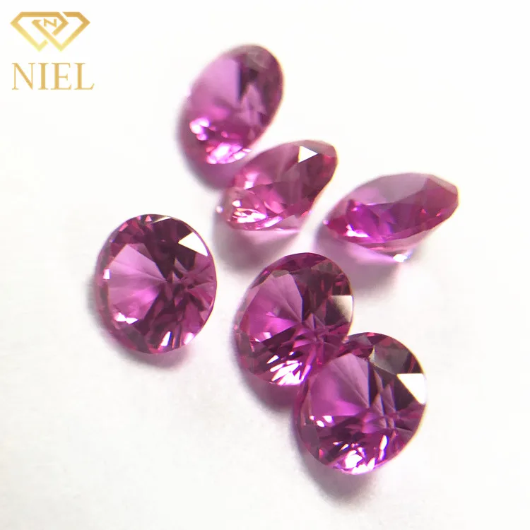 3# niel gems shape prices of loose stones pink sapphire rubine cut synthetic corundum rubies round ruby