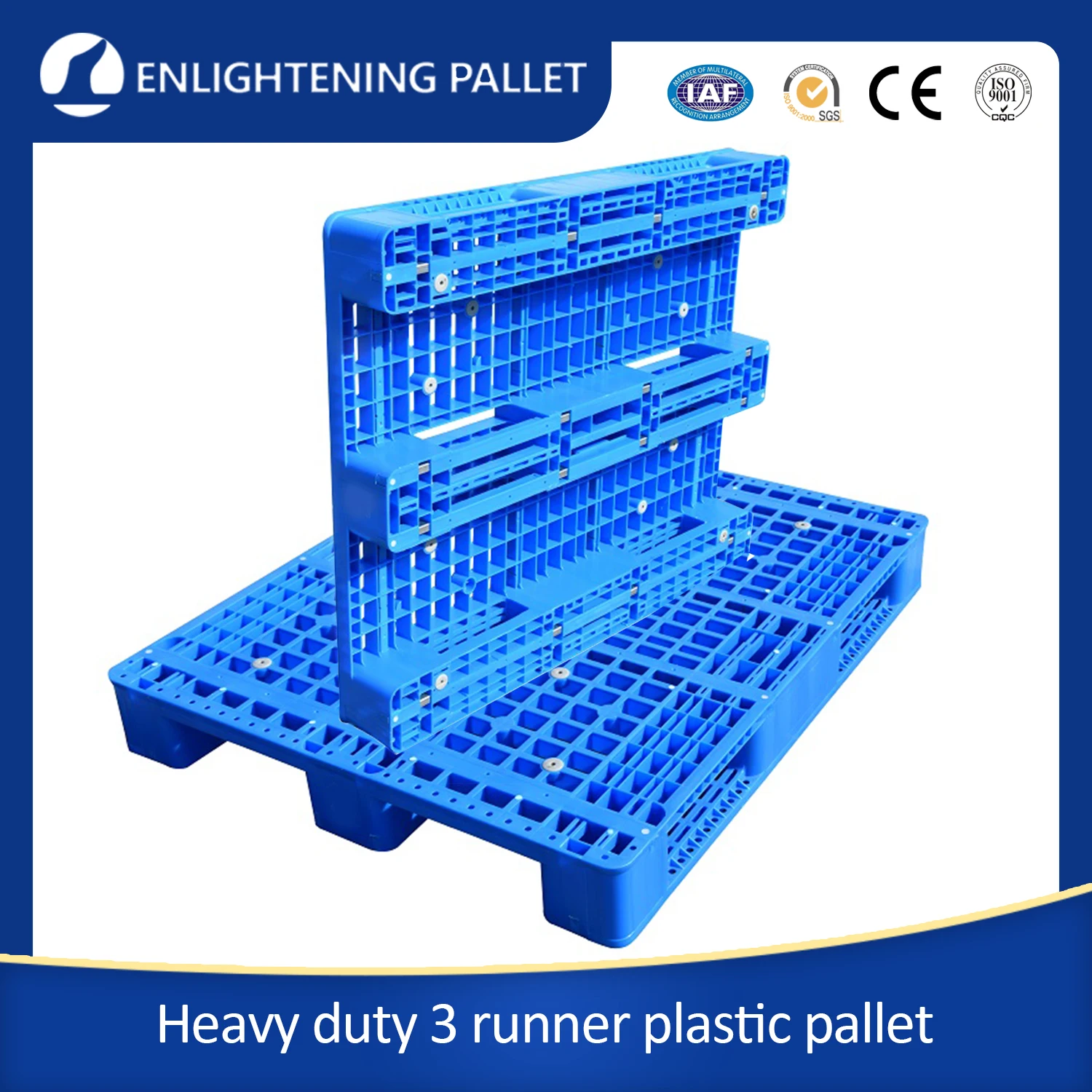 Heavy Duty Load Warehouse Rice Stacking Pallet Large Plastic with Double Beam 1200x1000x150 for Big Bag