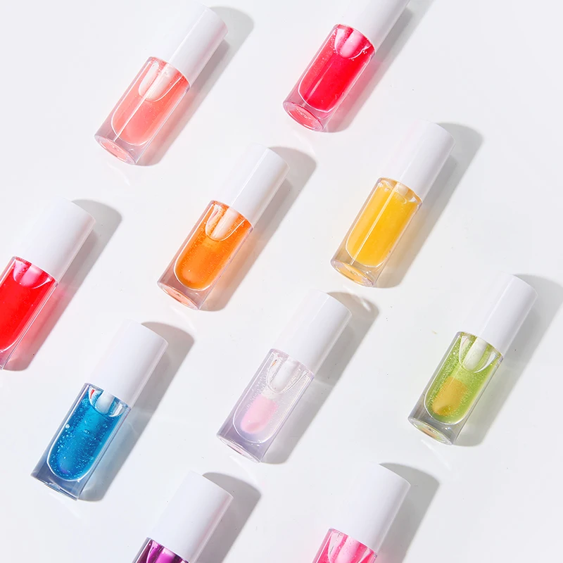Custom Logo Fruit Lip Oil Private Label Vegan Strawberry Watermelon Lip Gloss Flavoring Oil Color Changing Plumping  Lip Oil