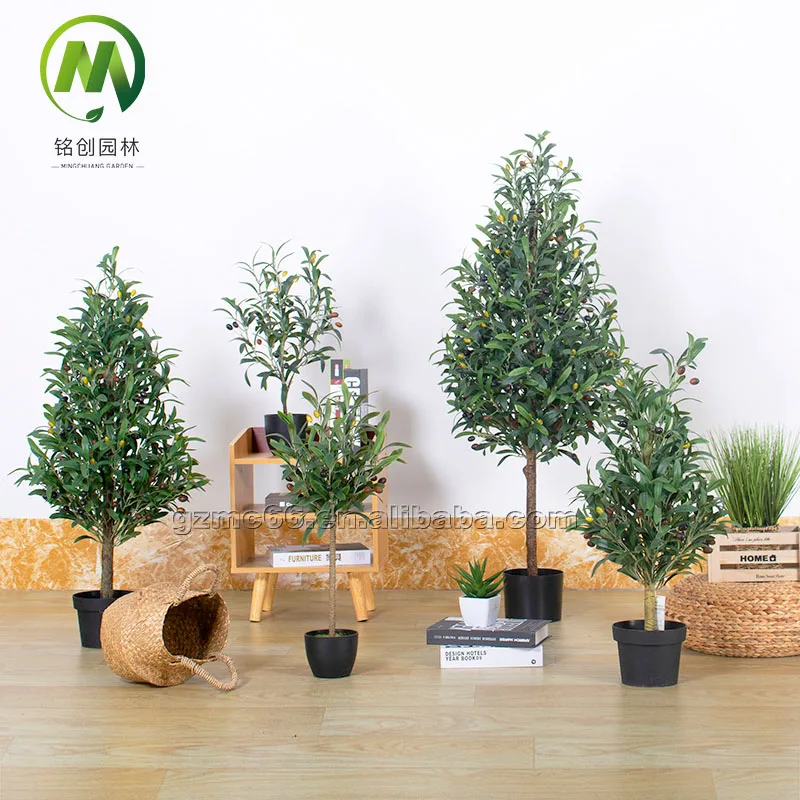 green artifical Olive tree bonsai fruits plants olive tree plants with cement pot for sale