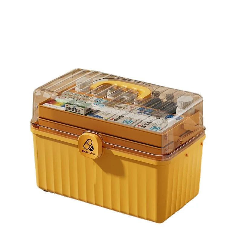 Large medicine cabinet storage box Handheld toolbox Plastic  Family Medicine Organizer Storage Box First Aid Foldable Household
