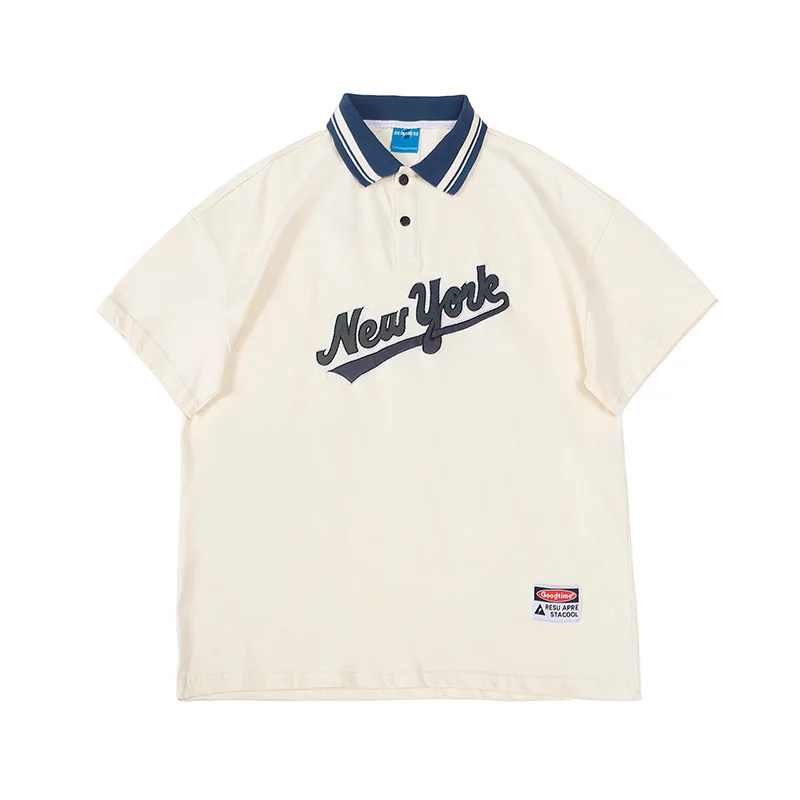 2022 New reflective men polo tshirt embroidered hip hop polo t-shirt loose men women vintage couples letter printing polo shirt