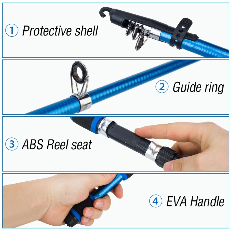 Wholesale 1.8M Sea Rods Combo Ultra Hard Portable Sea Rod Long Throw Fishing Rod Fiberglass Fishing Pole