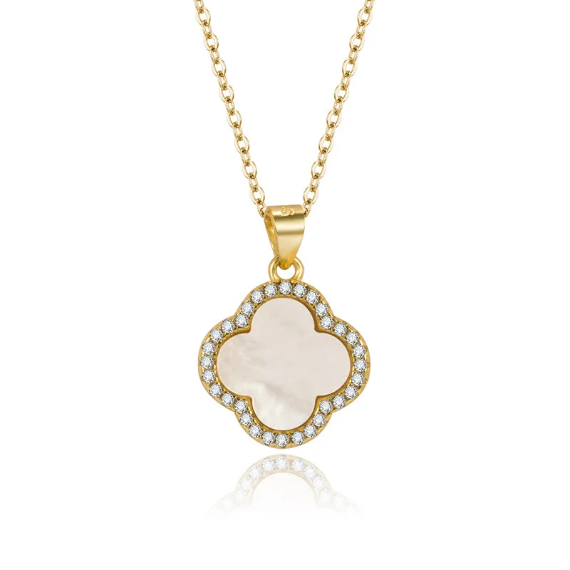 Custom Lucky Four Leaf Clover Necklace Women Gold plated 925 Sterling Silver 1.2CT VVS1 D Moissanite Diamond Pendant Necklace