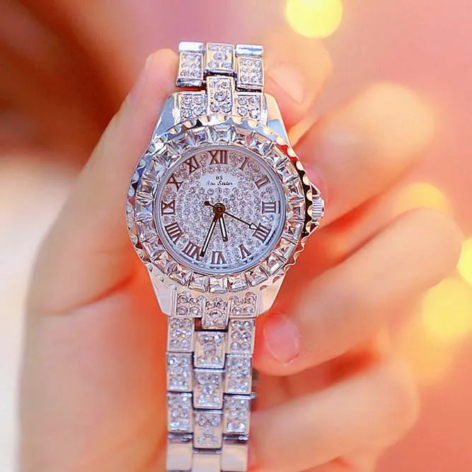 BS Bee Sister  Luxury Gift BS Bee sister Fashion Quartz Watches Female Stainless Steel Ladies Wristwatches Diamond Bracelet