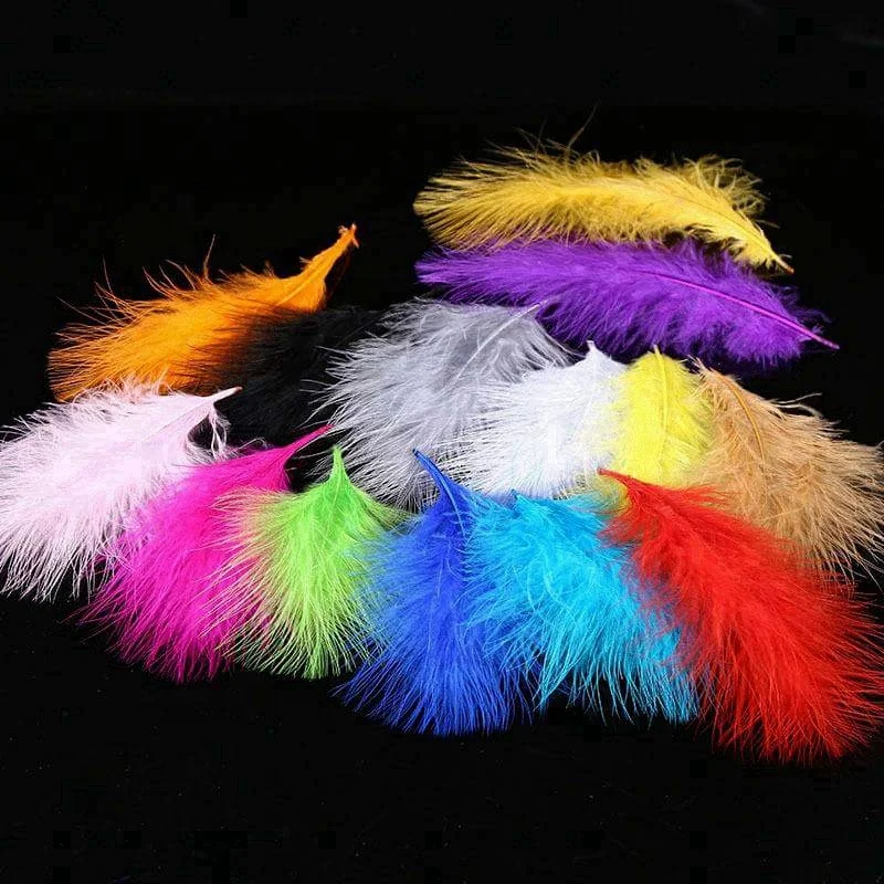 144 colors 4-6' customized dyed turkey marabou feathers  loose feather for dress skirt cloth decor earring  DIY fly fishing