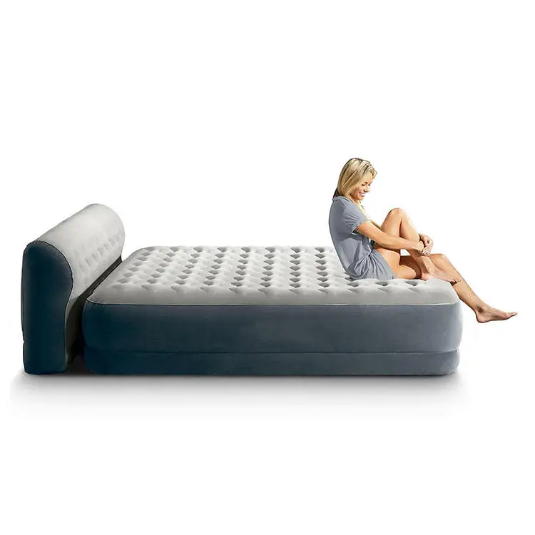 CQC-17 Comfortable and durable deluxe air mattress queen headboard inflatable raised air mattress with built-in pump