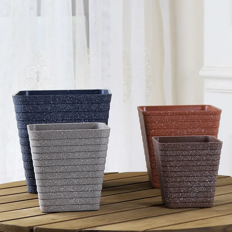 Imitation stone square thickened balcony desktop process ladder set basin plastic flower pot