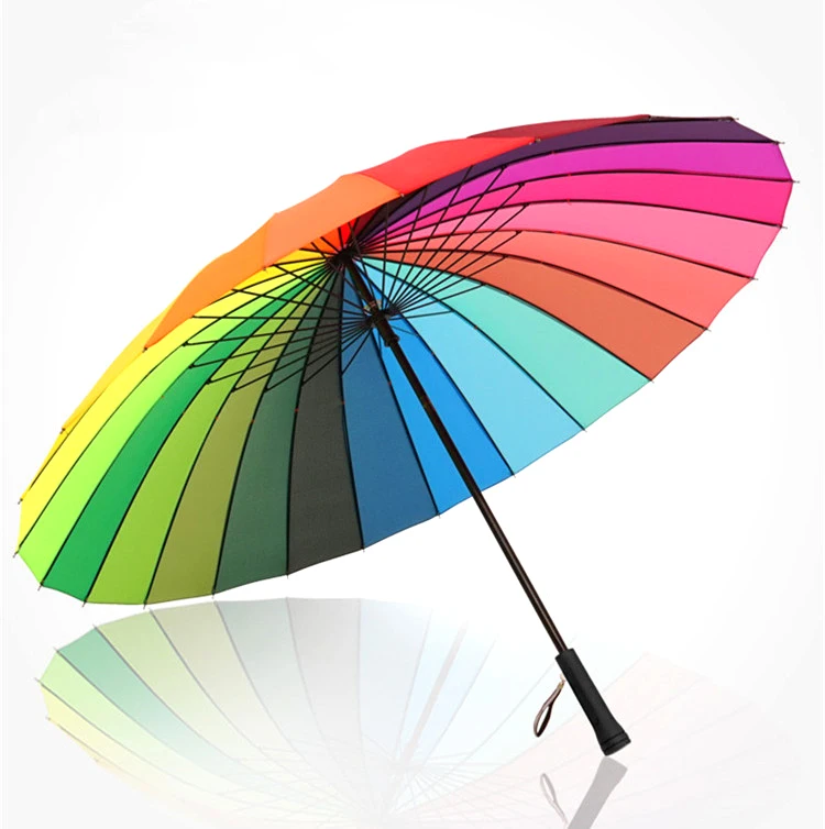 
25inches 2-3 persons 24K custom rainbow advertising straight golf umbrella 