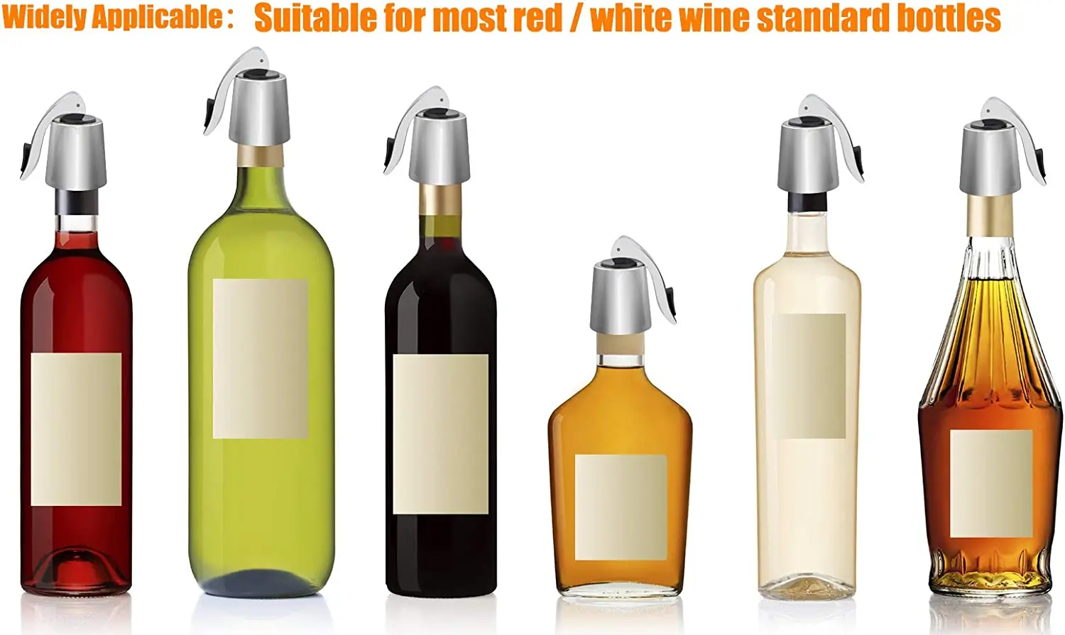 Wine Bottle Stopper Stainless Steel Reusable Wine Saver Bottle Sealer Toppers Stopper Reusable Wine Cork Stopper