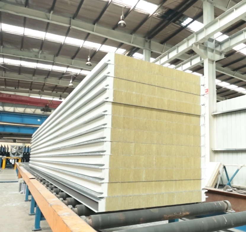 CE certified fireproof and heat-insulating 50-200mm rock wool sandwich panels suitable for building exterior walls